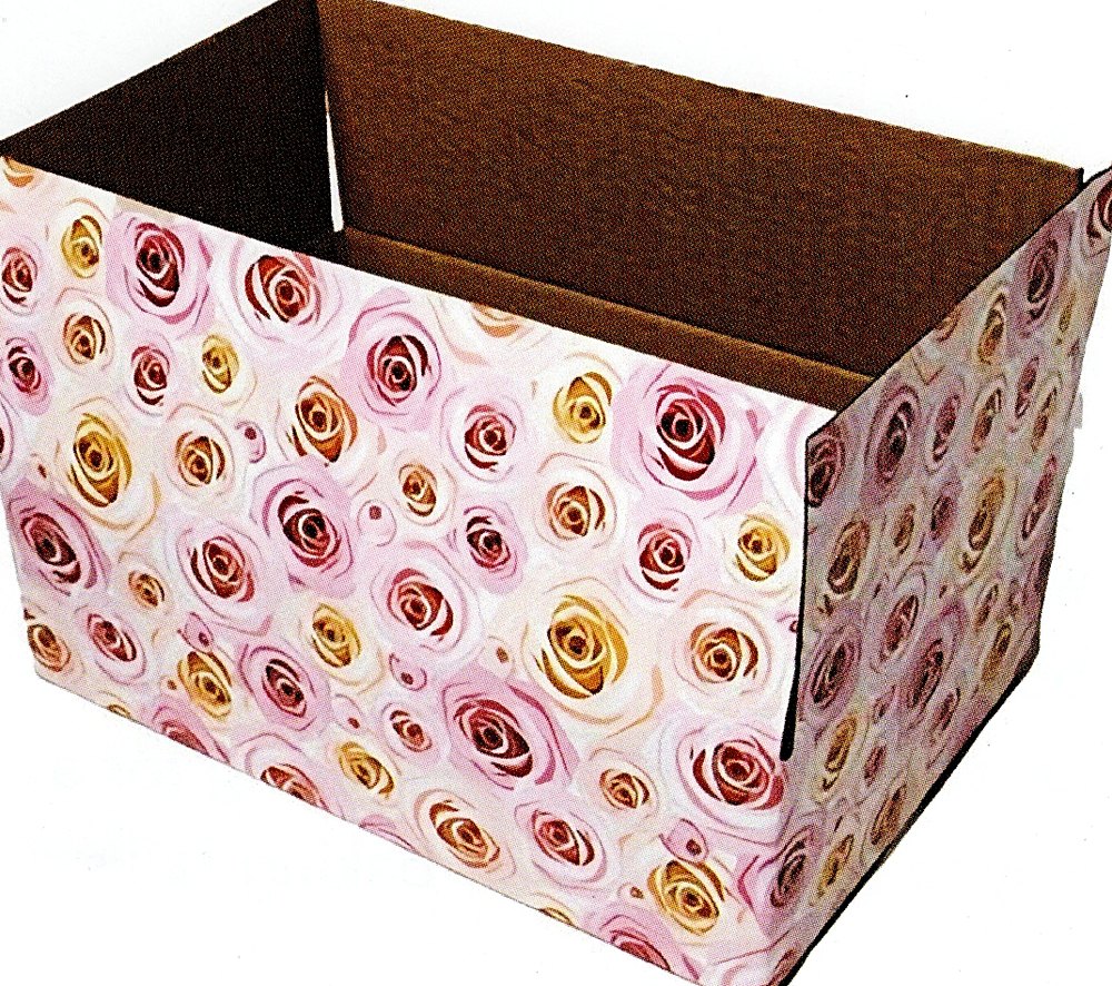 Printed corrugated box with a floral pattern