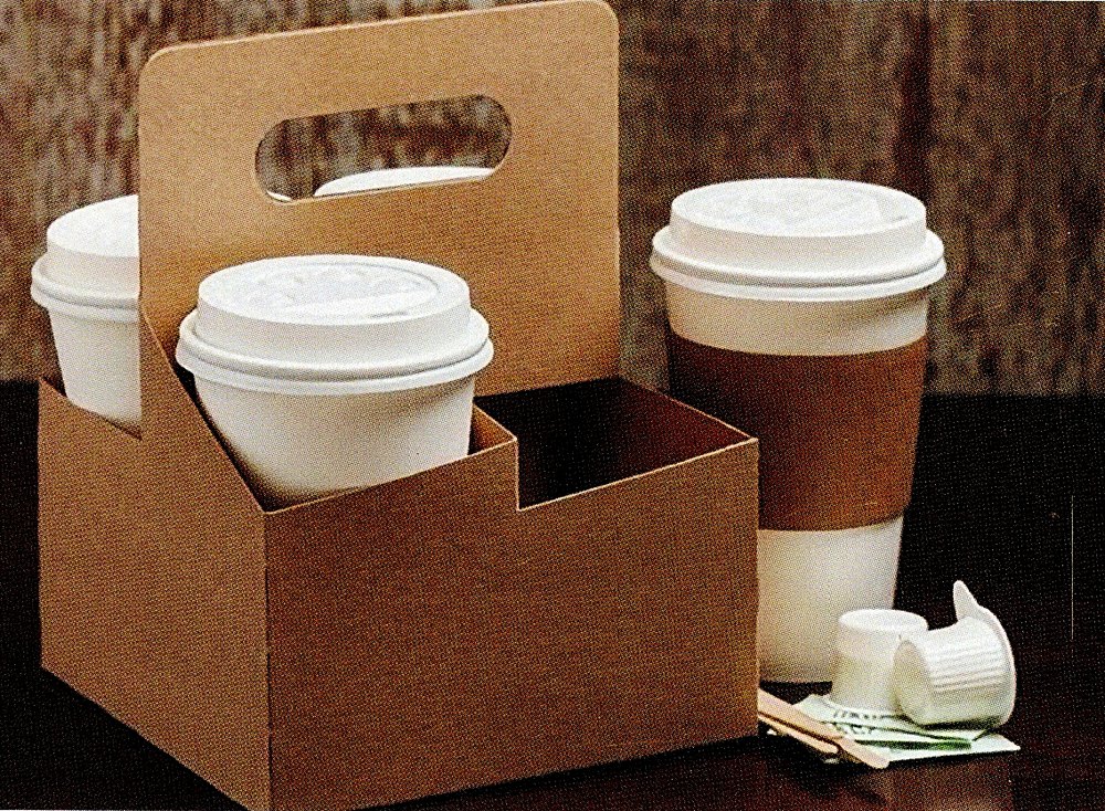 Kraft drink carrier holding takeaway coffee cups